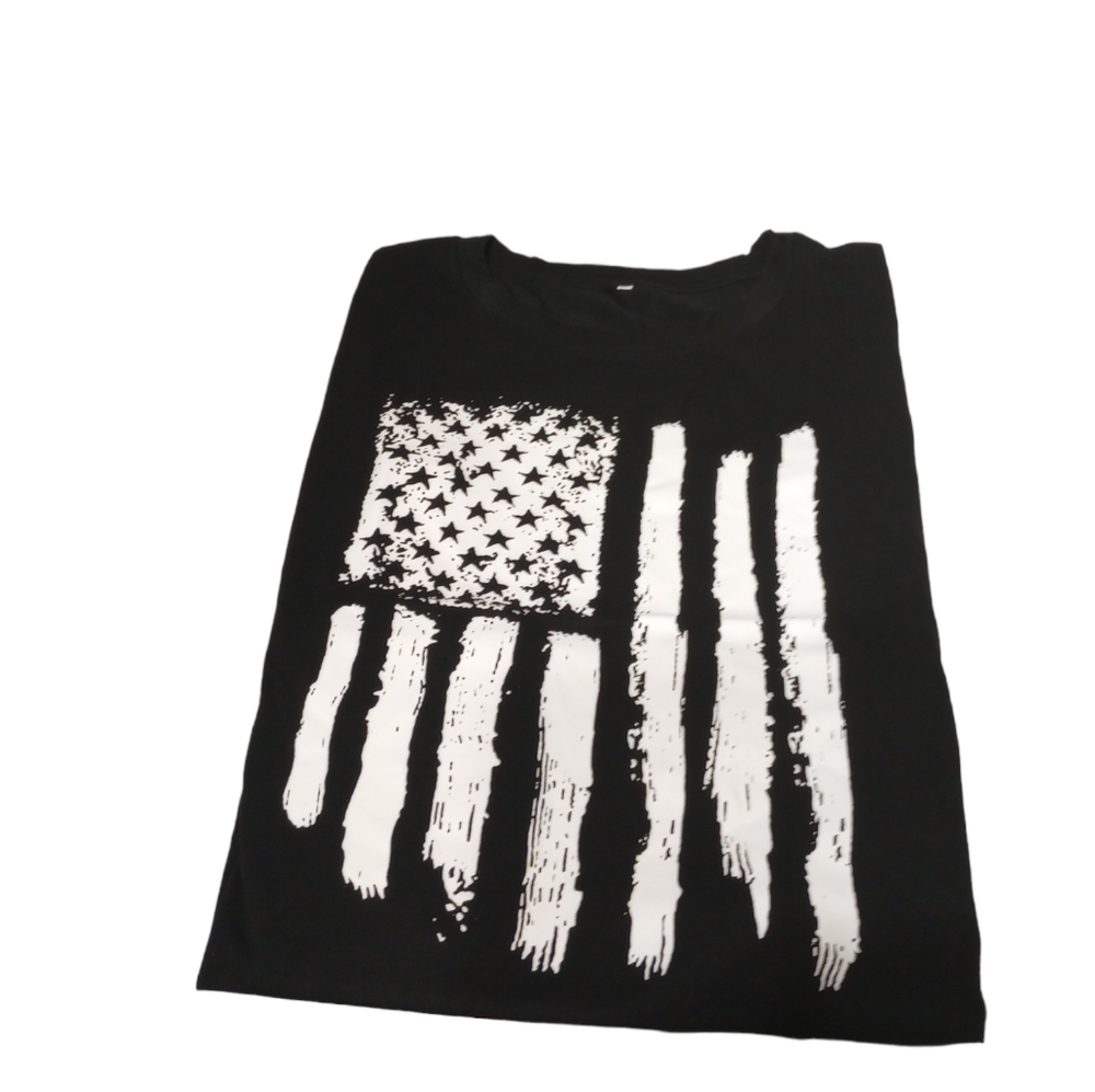 American Flag Black Sleeveless Cotton T Shirt
